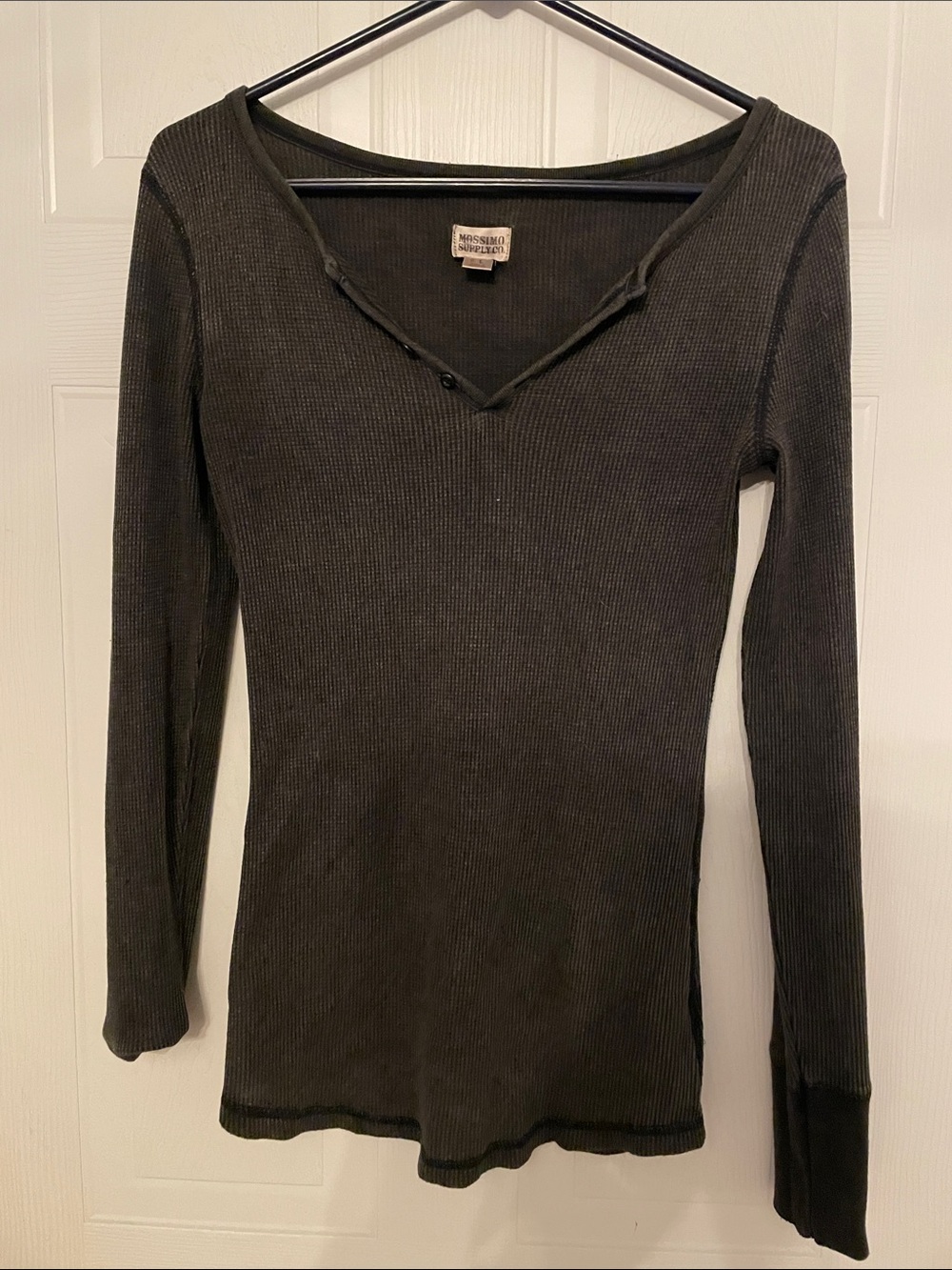Mossimo Supply Co. Ribbed Long Sleeve Top - Charcoal